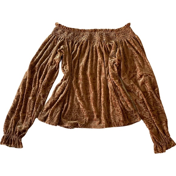 Free People Tops - Free People, Burnout Velvet, Off Shoulder Top